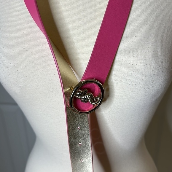 Talbots Leather Seahorse Reversible Belt Pink Gold - Picture 3 of 5